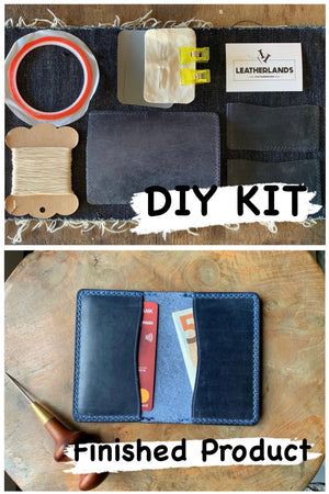 DIY Leather Business Card Holder (2slots) - Navy
