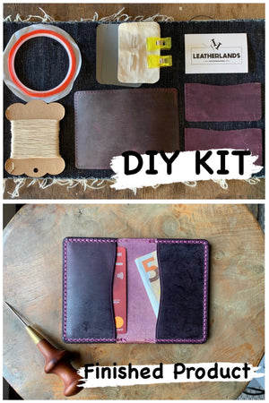 DIY Leather Business Card Holder (2slots) - Purple