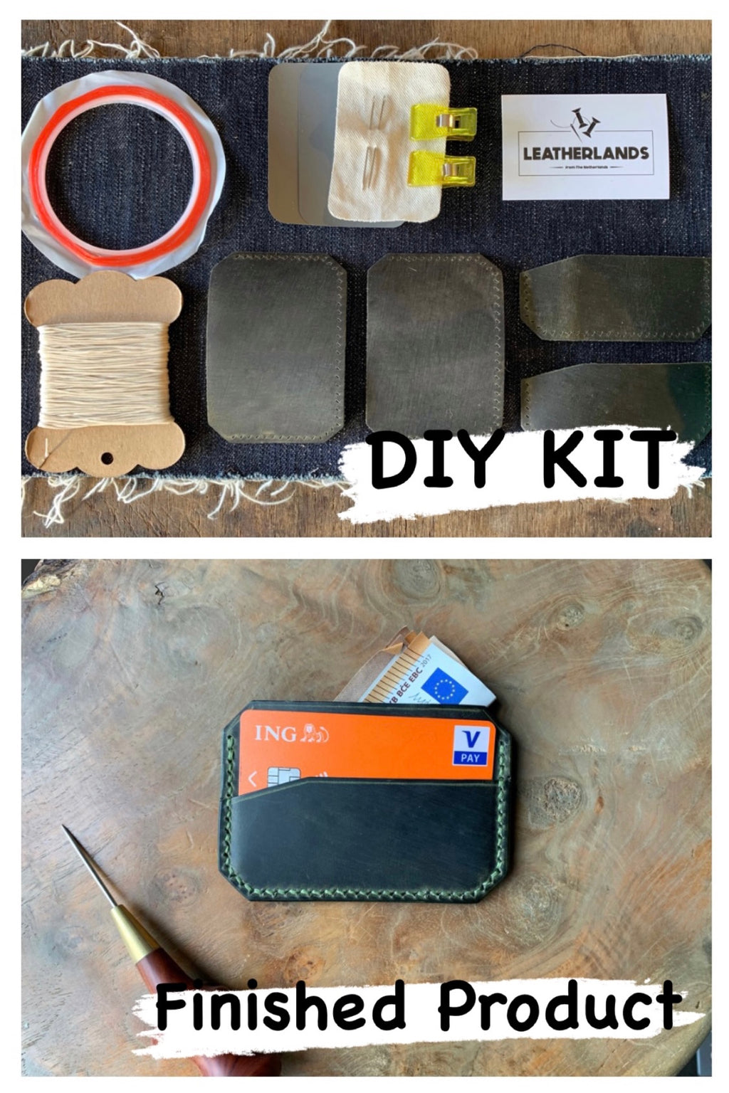 DIY Leather Card Holder (3slots) - Green