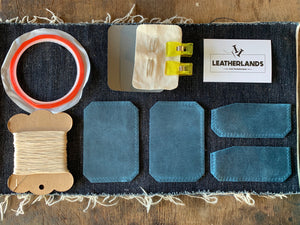 DIY Leather Card Holder (3slots) - Ocean Blue