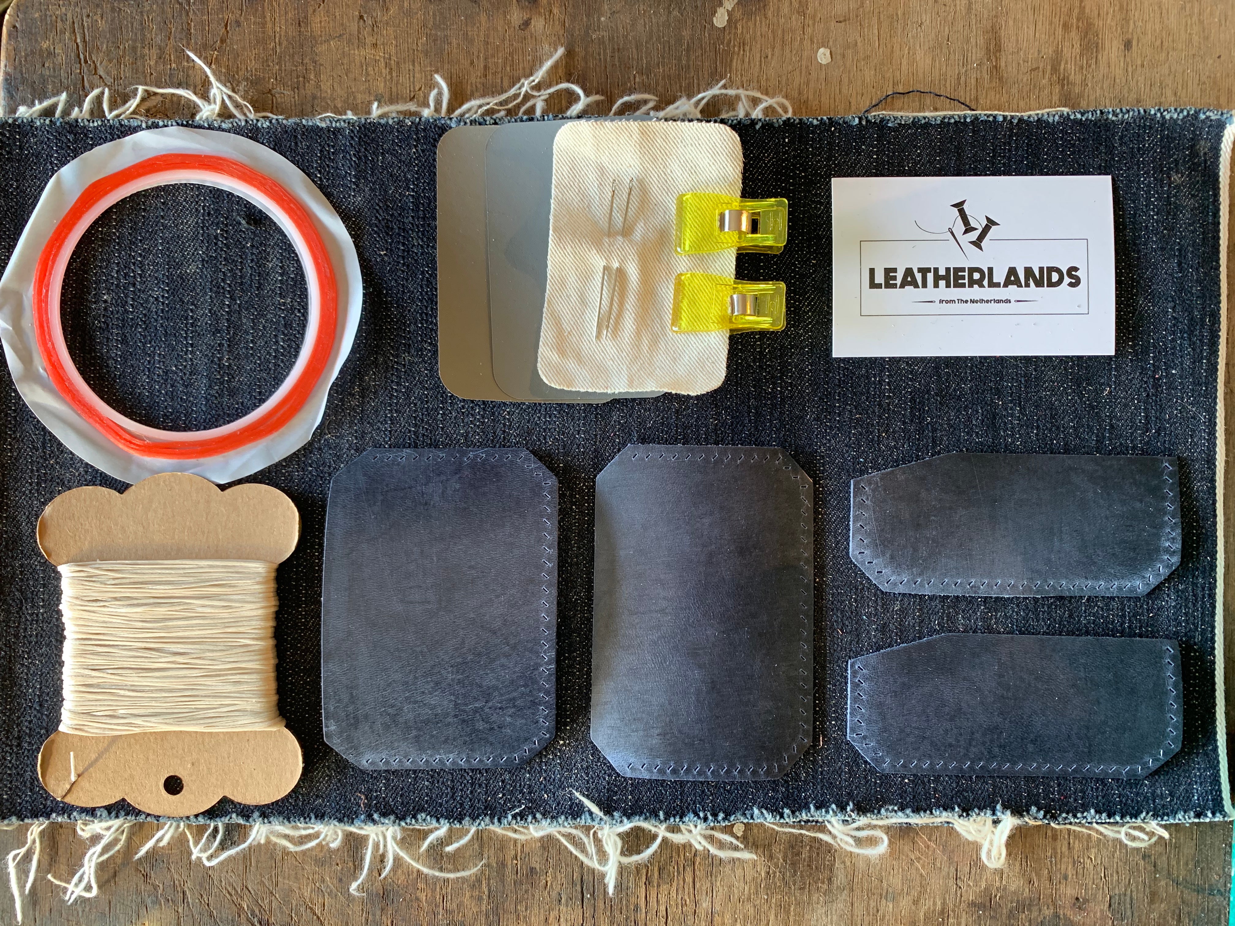 DIY Leather Card Holder (3slots) - Navy