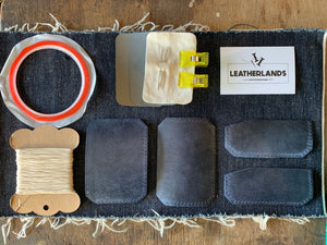 DIY Leather Card Holder (3slots) - Navy