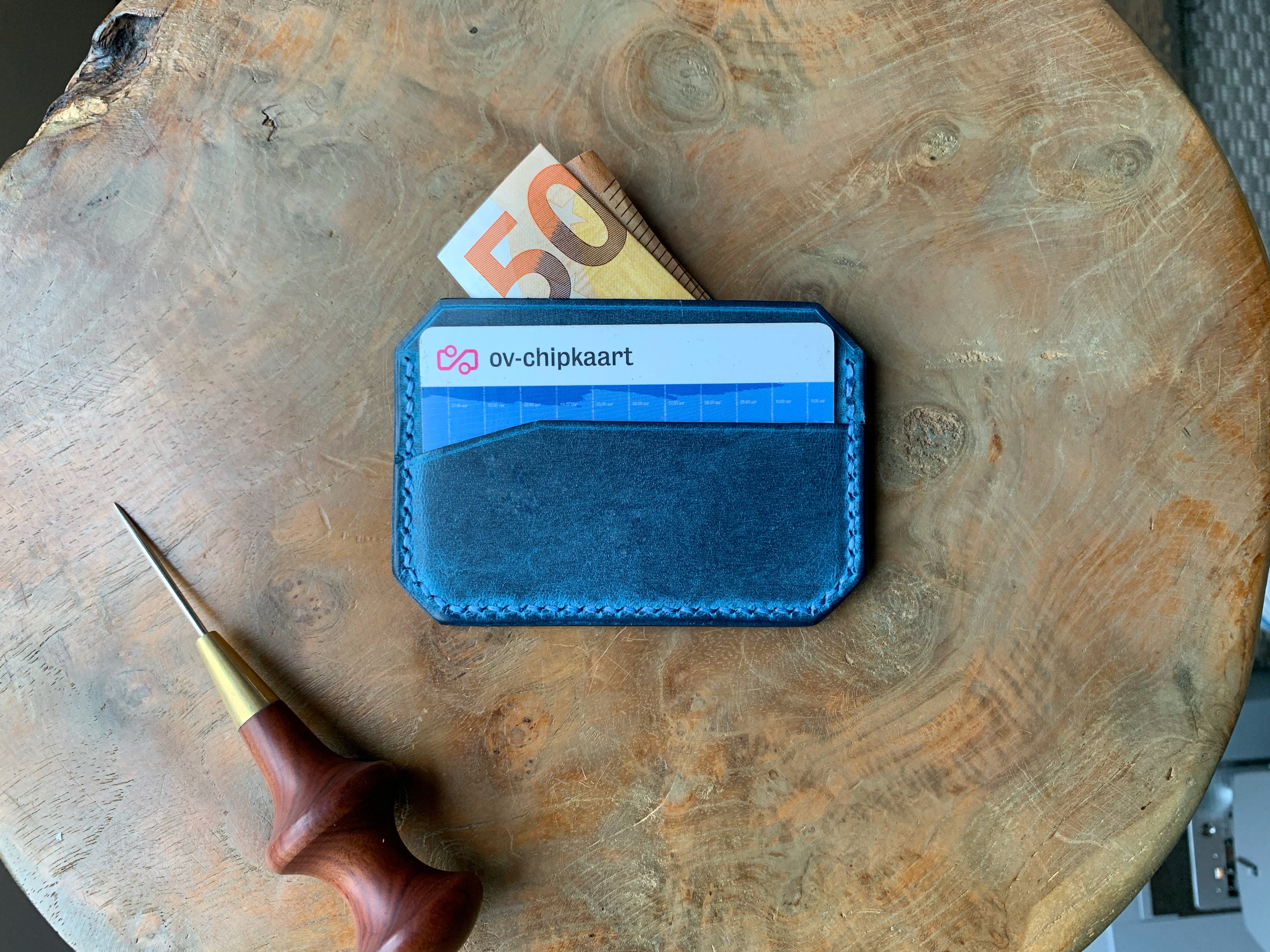DIY Leather Card Holder (3slots) - Ocean Blue