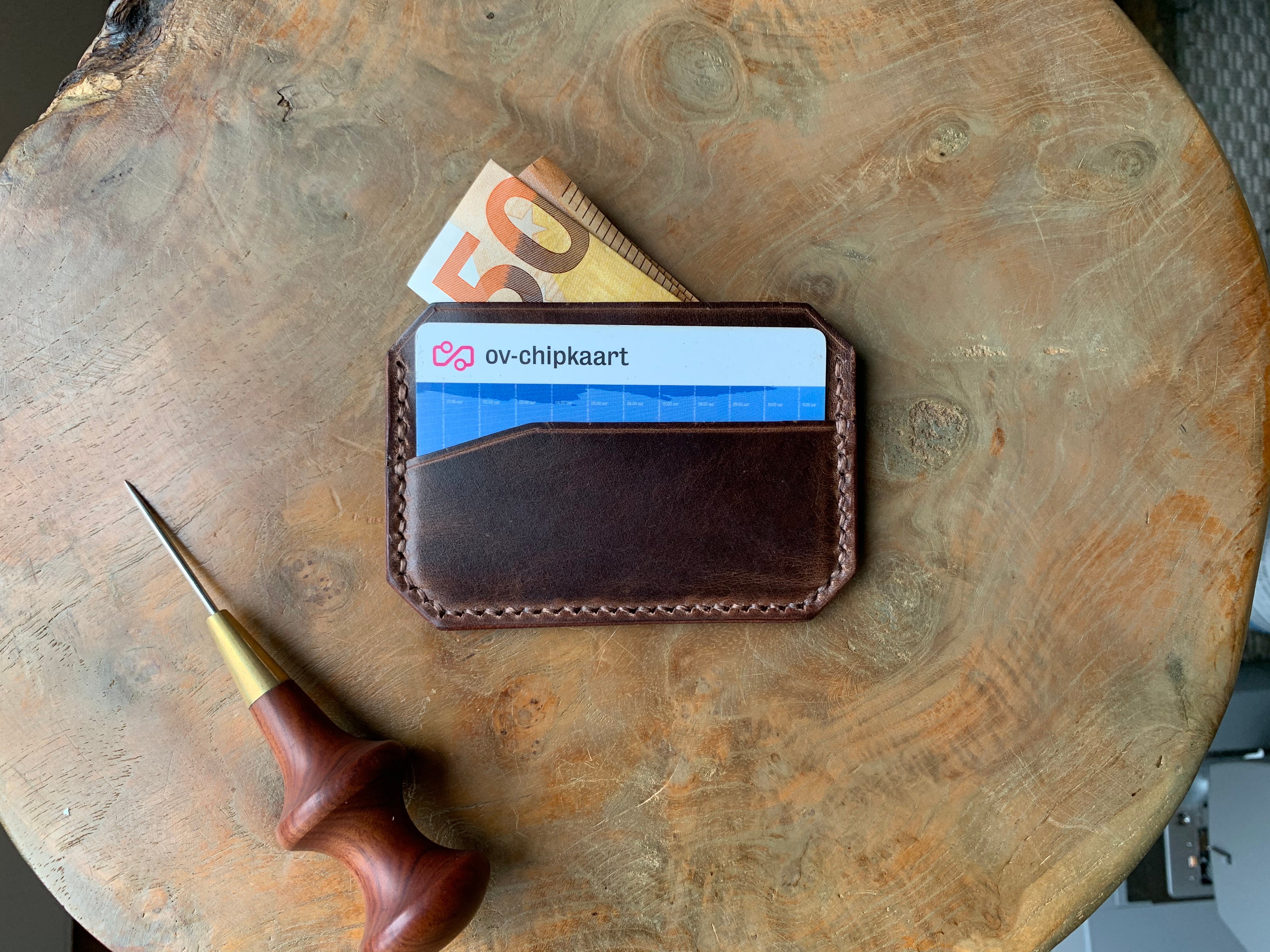 DIY Leather Card Holder (3slots) - Dark Brown