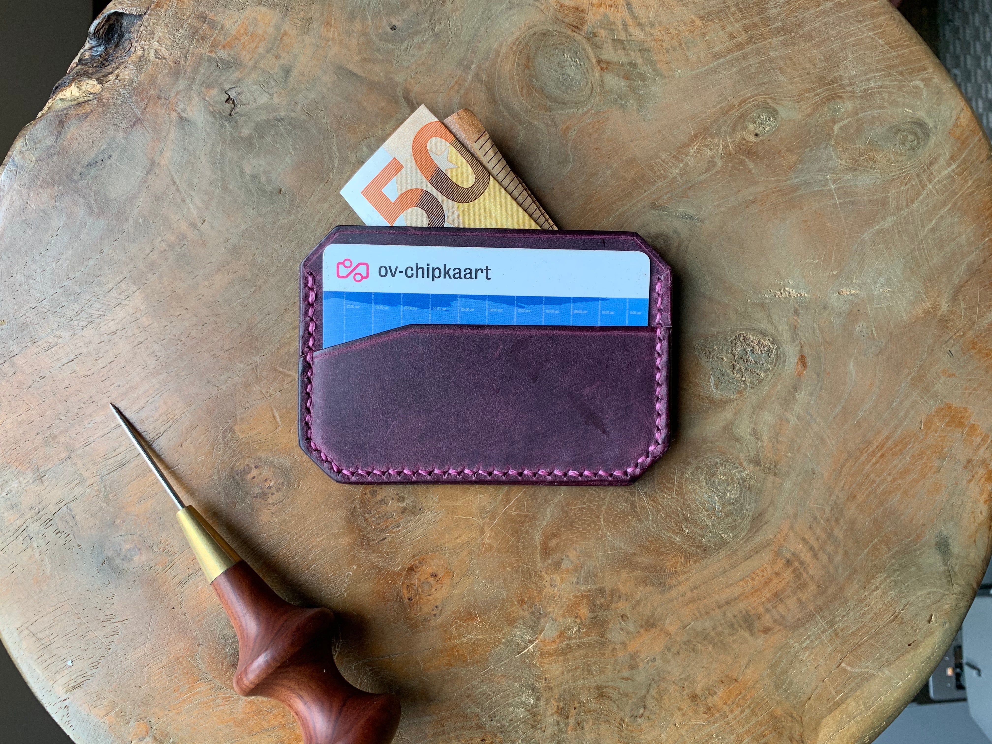 DIY Leather Card Holder (3slots) - Purple