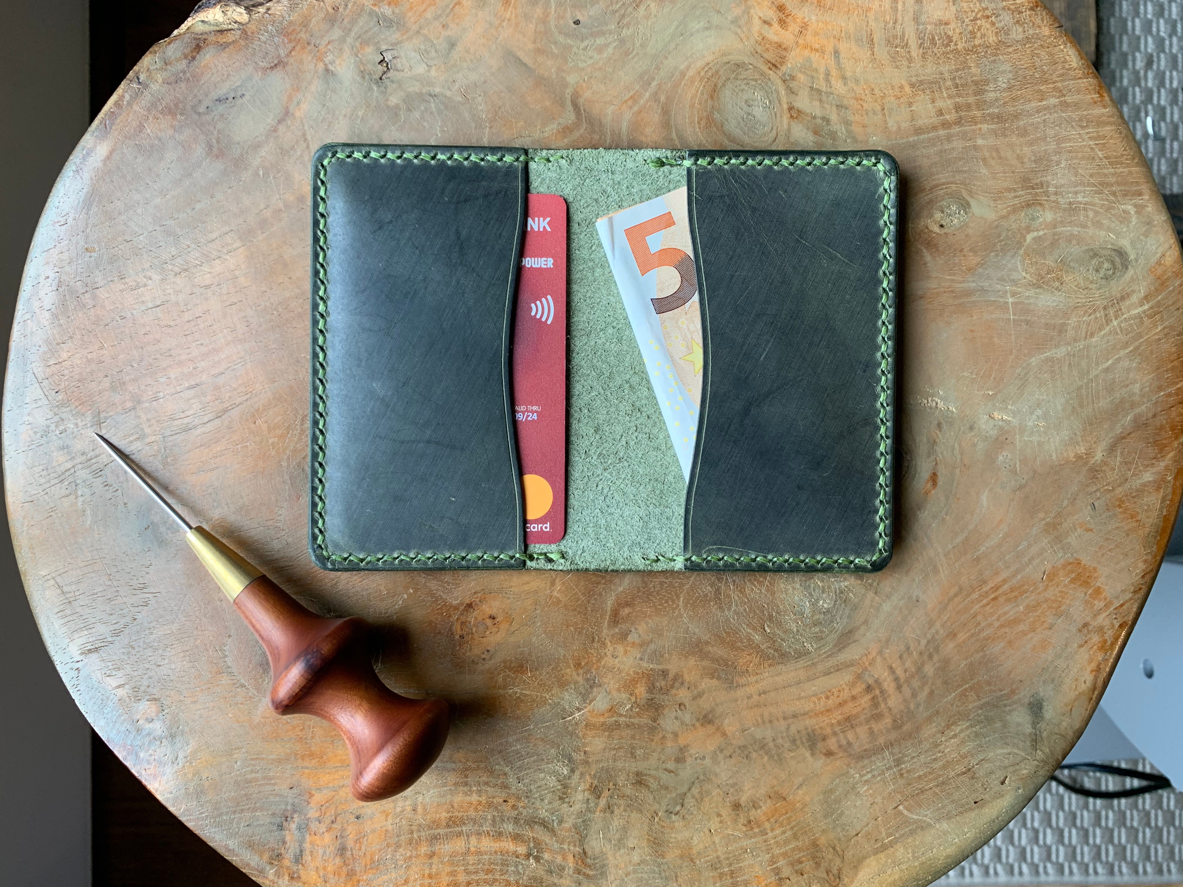 DIY Leather Business Card Holder (2slots) - Green