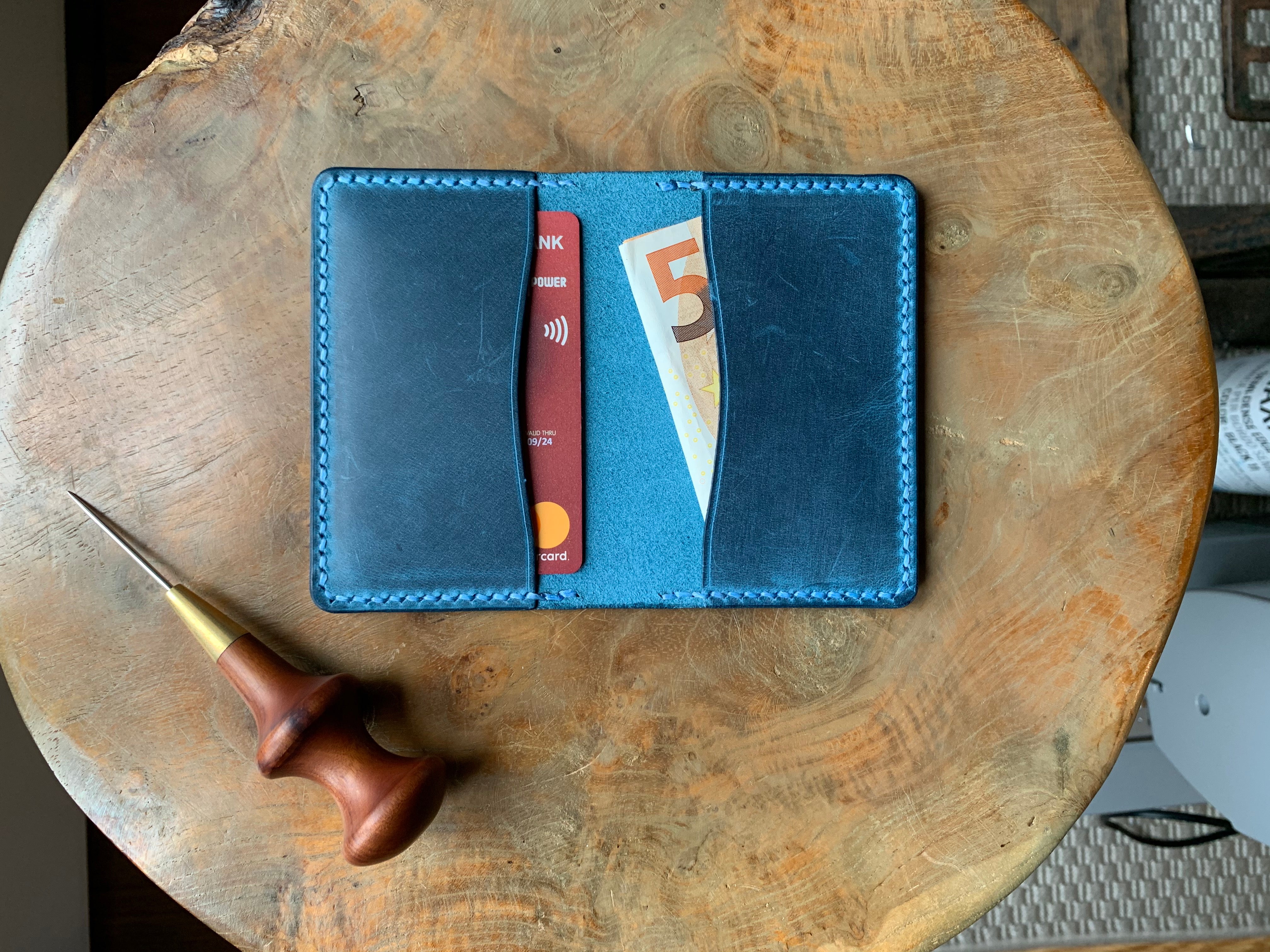 DIY Leather Business Card Holder (2slots) - Ocean Blue