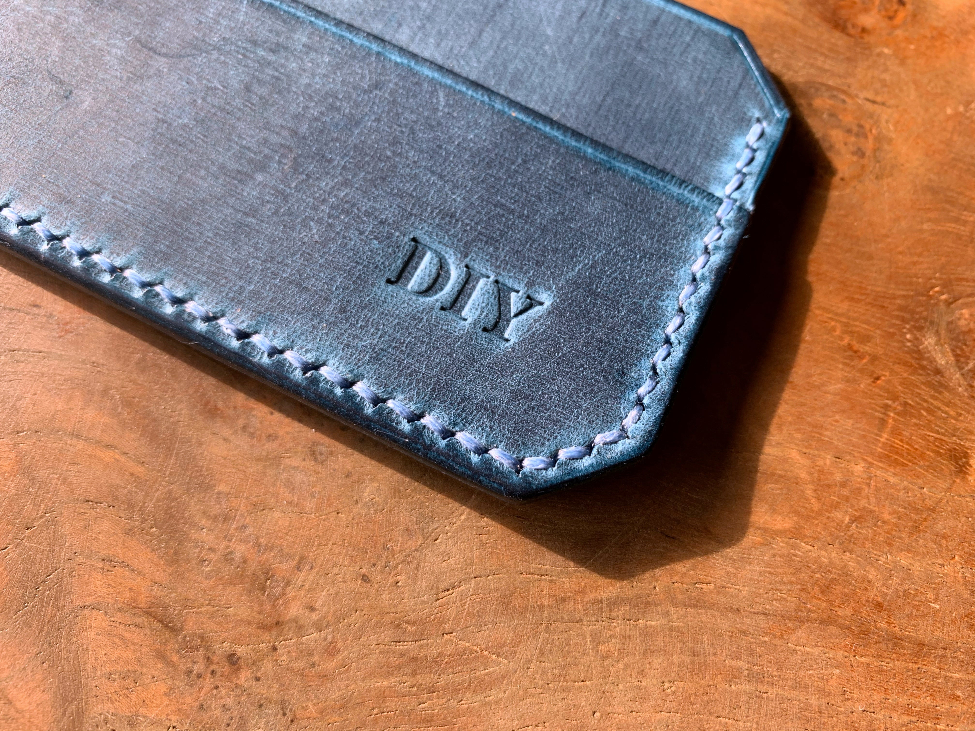 DIY Leather Card Holder (3slots) - Ocean Blue