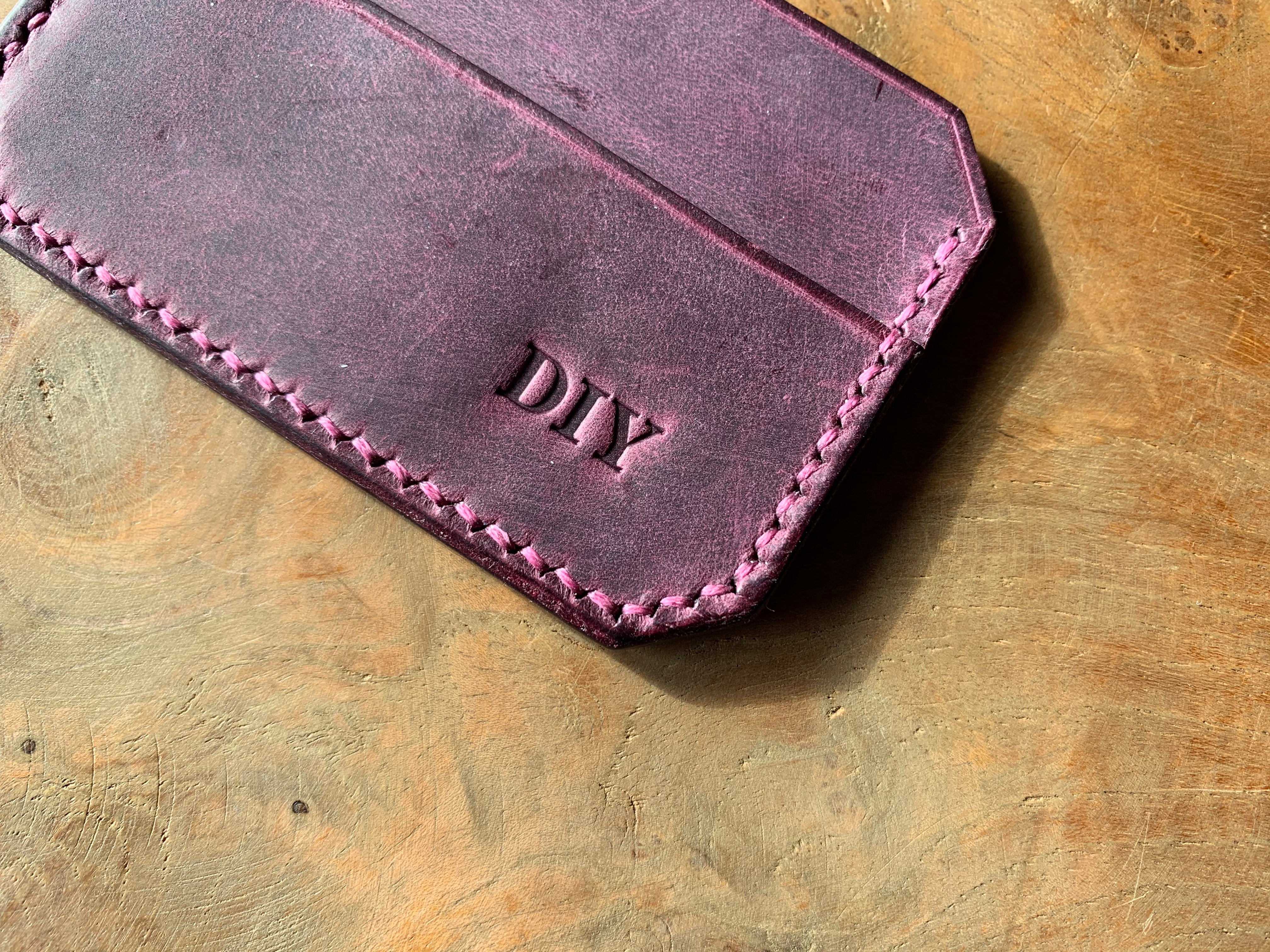 DIY Leather Card Holder (3slots) - Purple