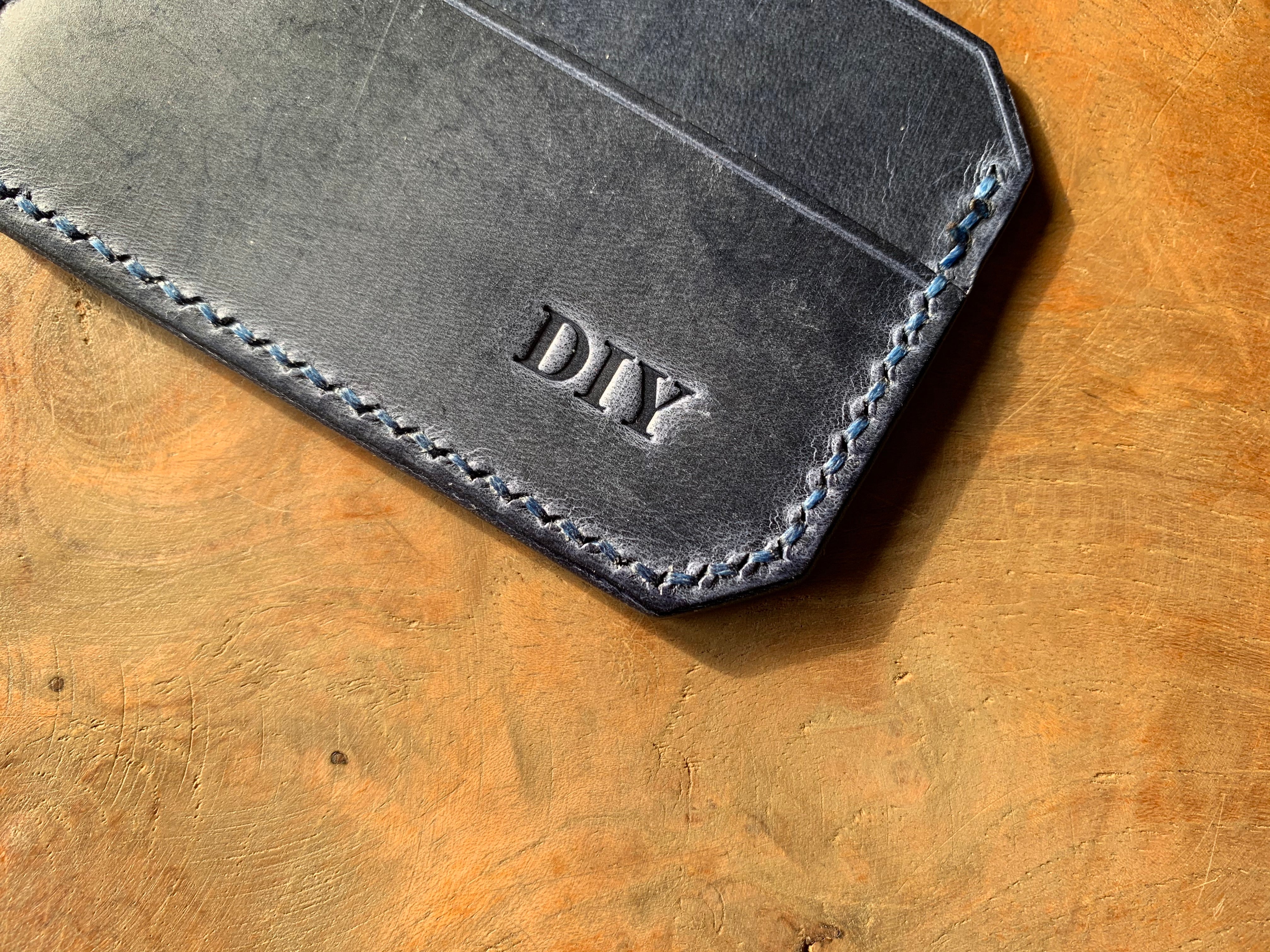 DIY Leather Card Holder (3slots) - Navy