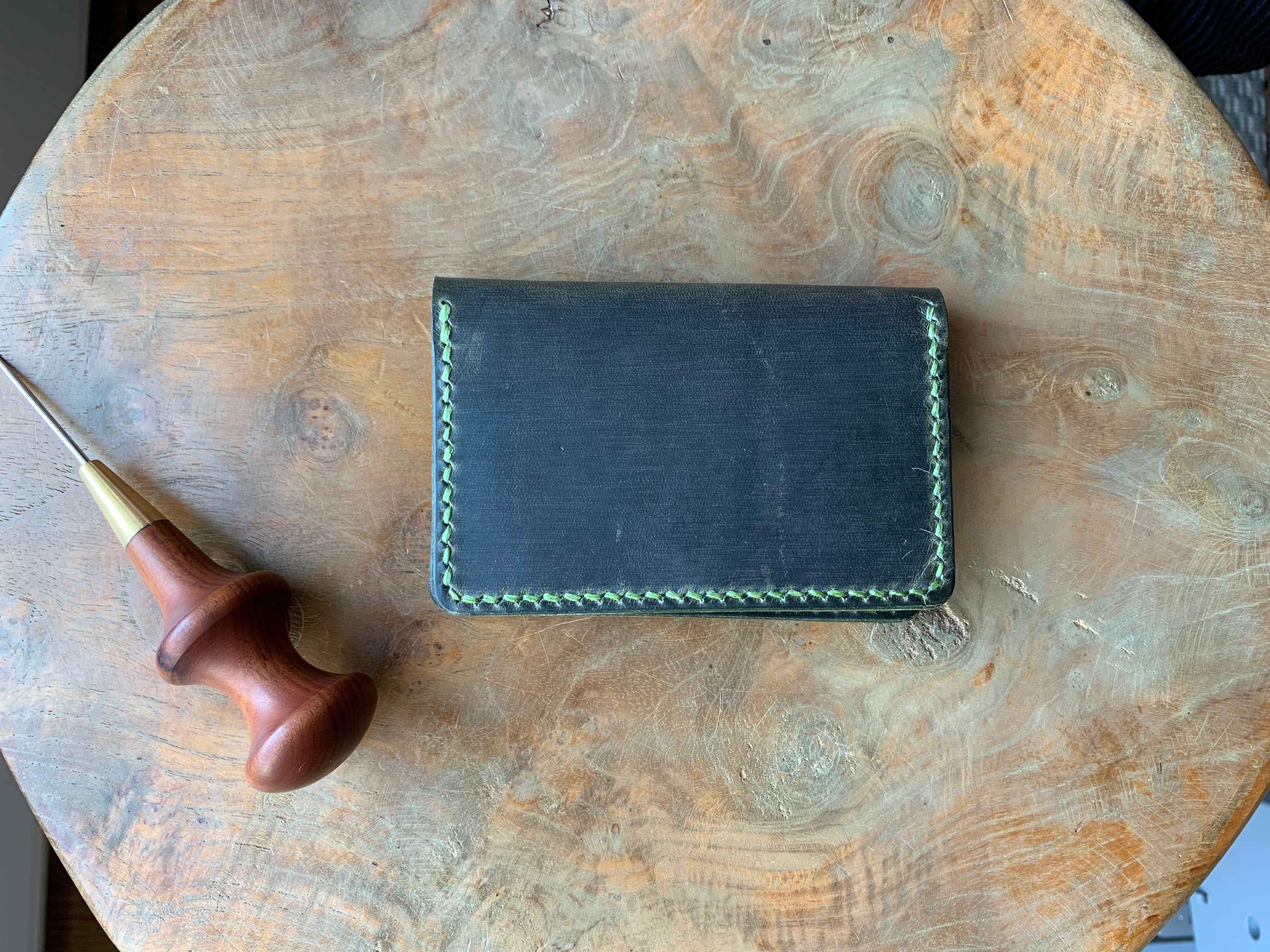 DIY Leather Business Card Holder (2slots) - Green