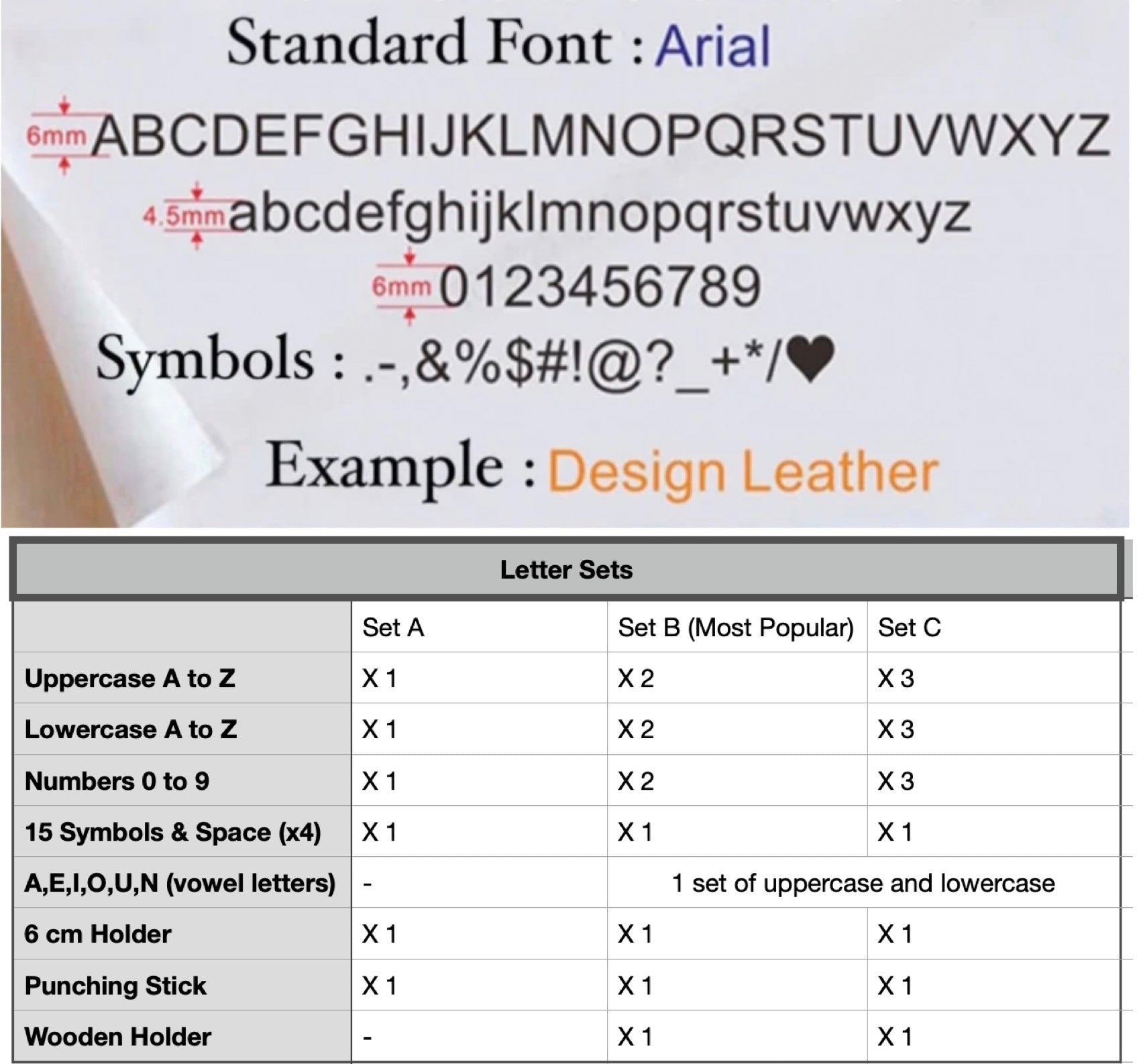 Custom Letters Stamp on Leather or other Material/Op Maat Gemaakte Alfabet Stempel Voor Leer Of Andere Materialen (SKU086)