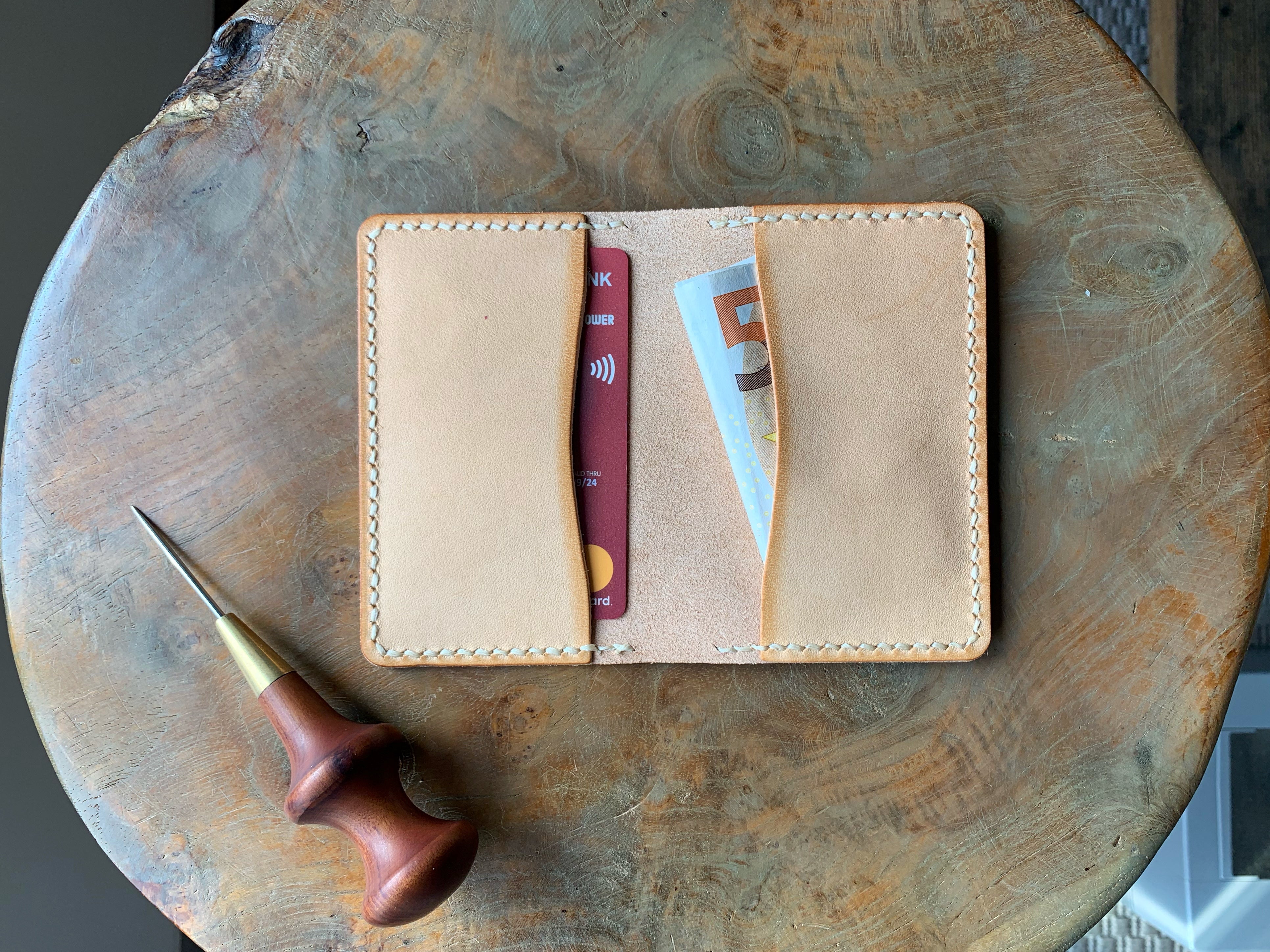 DIY Leather Business Card Holder (2slots) - Natural Tan