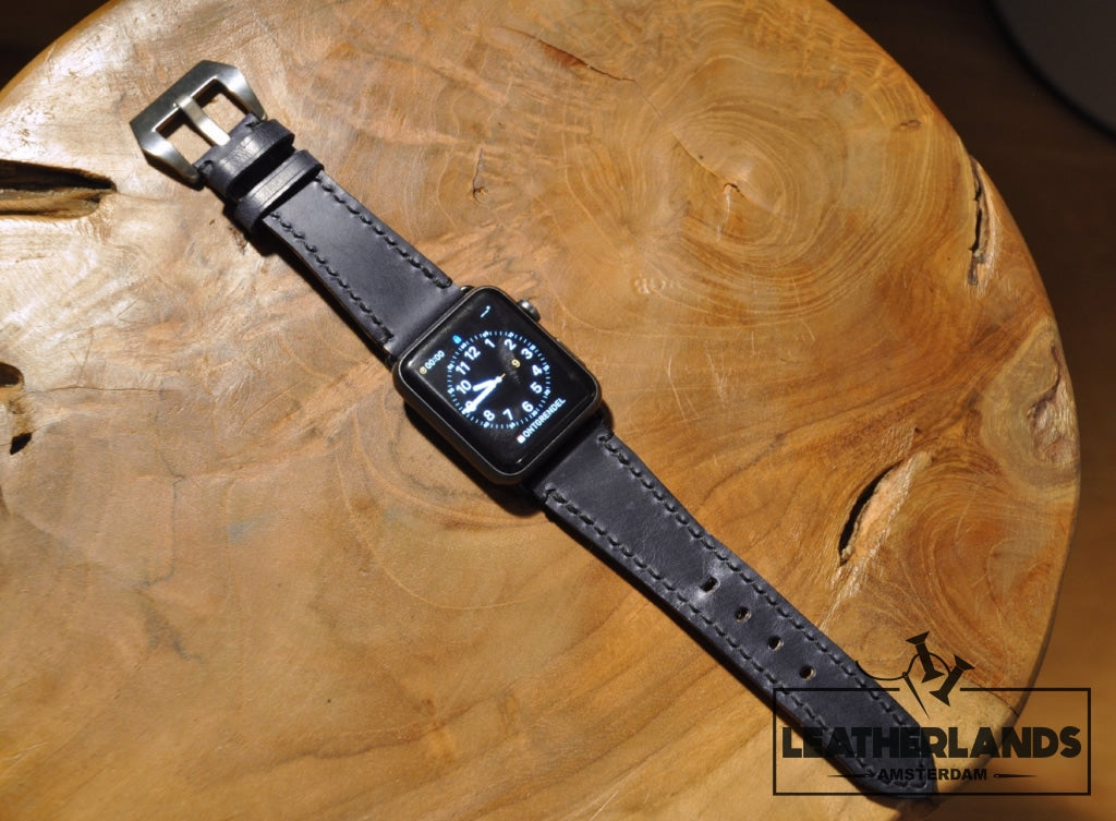 Apple Watch Band In Navy & Natural Handstitched