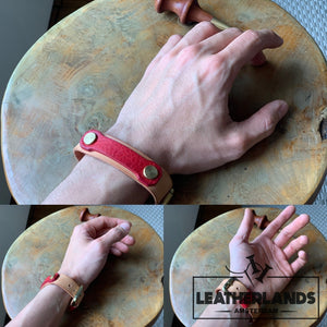 Bracelet - The Spanner In Natural & Fiesta Handstitched
