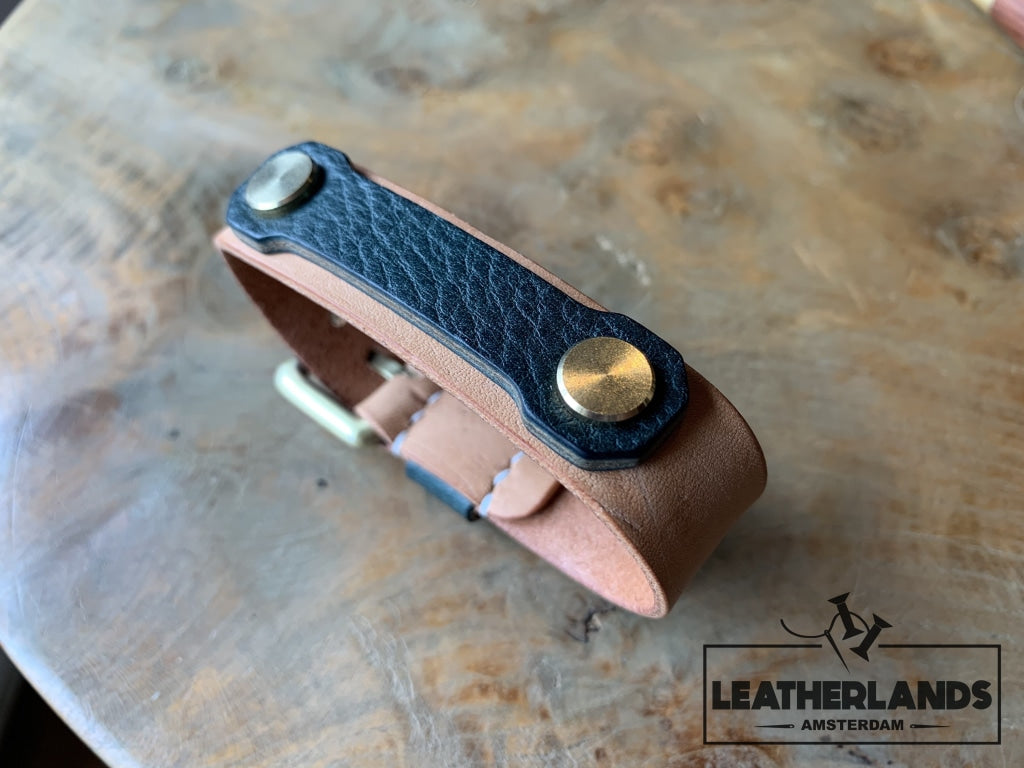 Bracelet - The Spanner In Natural & Viola Handstitched