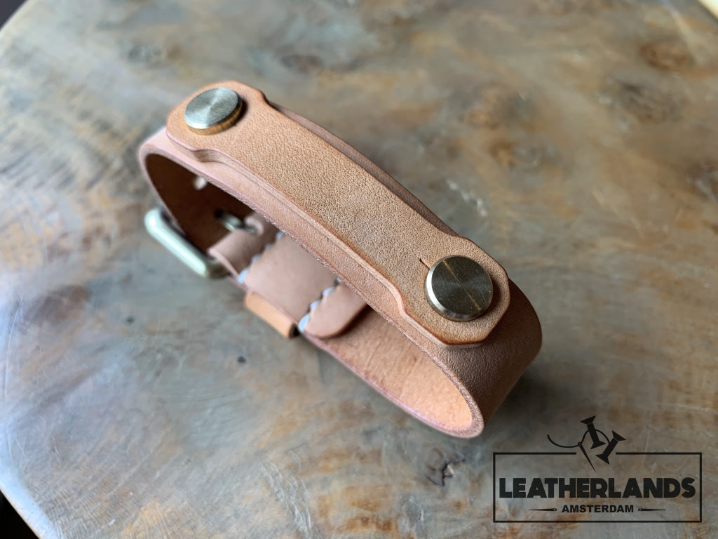 Bracelet - The Spanner In Natural & Viola Handstitched