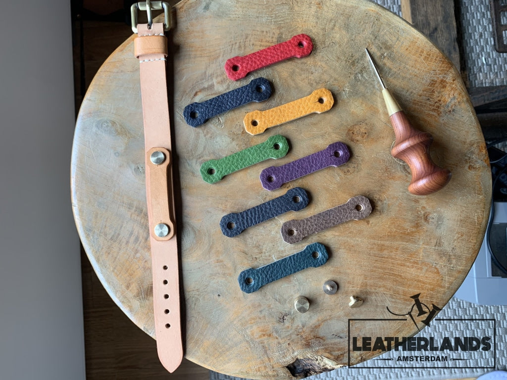 Bracelet - The Spanner In Natural & Viola Handstitched