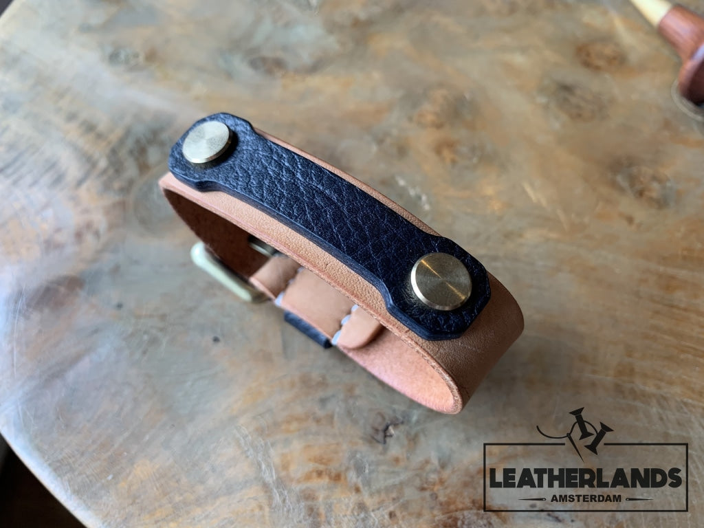 Bracelet - The Spanner In Natural & Viola Handstitched
