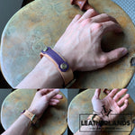 Bracelet - The Spanner In Natural & Viola Handstitched