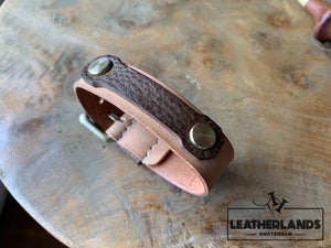 Bracelet - The Spanner In Natural & Viola Handstitched