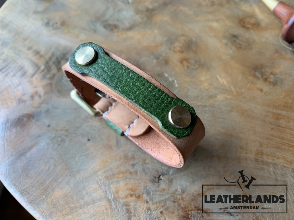 Bracelet - The Spanner In Natural & Viola Handstitched