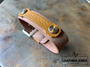 Bracelet - The Spanner In Natural & Viola Handstitched