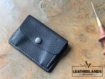 Coin Pouch Card Wallet In Black Handstitched