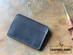 Coin Pouch Card Wallet In Black Handstitched