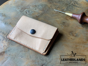 Coin Pouch Card Wallet In Black Natural / With Initials Handstitched