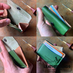 Coin Pouch Card Wallet In Natural & Lattuga