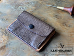 Coin Pouch Card Wallet In Natural & Navy Light Brown / Without Initials