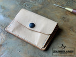 Coin Pouch Card Wallet In Natural / With Initials Handstitched