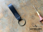 Key Chain 05 - The Leaf In Black Handstitched