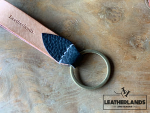 Key Chain 05 - The Leaf In Black Natural & Agave / Without Initials Handstitched