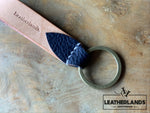 Key Chain 05 - The Leaf In Black Natural & Navy / Without Initials Handstitched