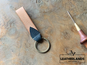 Key Chain 05 - The Leaf In Natural & Agave Handstitched