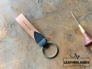 Key Chain 05 - The Leaf In Natural & Agave Handstitched