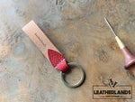 Key Chain 05 - The Leaf In Natural & Fiesta Handstitched