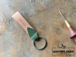 Key Chain 05 - The Leaf In Natural & Lattuga Handstitched