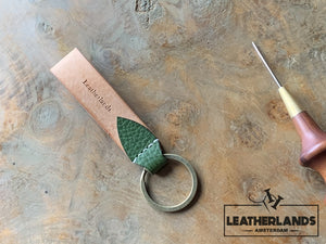 Key Chain 05 - The Leaf In Natural & Lattuga Handstitched