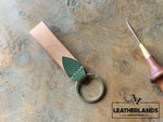 Key Chain 05 - The Leaf In Natural & Lattuga Handstitched