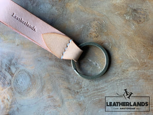 Key Chain 05 - The Leaf In Natural & Lattuga / Without Initials Handstitched