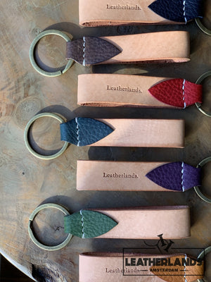 Key Chain 05 - The Leaf In Natural & Ocra Handstitched