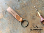 Key Chain 05 - The Leaf In Natural & Ocra Handstitched