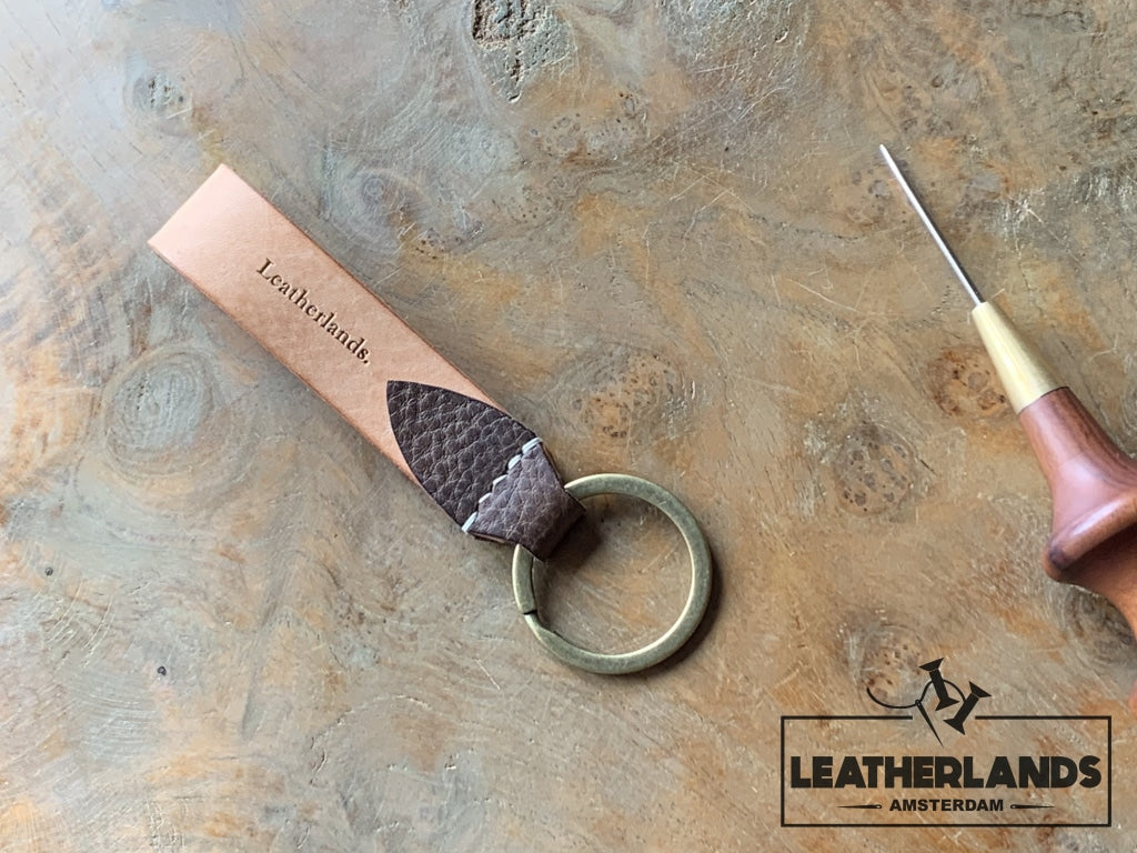 Key Chain 05 - The Leaf In Natural & Safari Handstitched