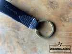 Key Chain 05 - The Leaf In Natural & Viola Black / Without Initials Handstitched