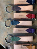 Key Chain 05 - The Leaf In Natural & Viola Handstitched