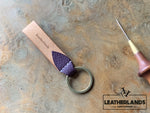 Key Chain 05 - The Leaf In Natural & Viola Handstitched