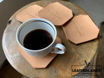 Leather Coasters In Natural Handstitched